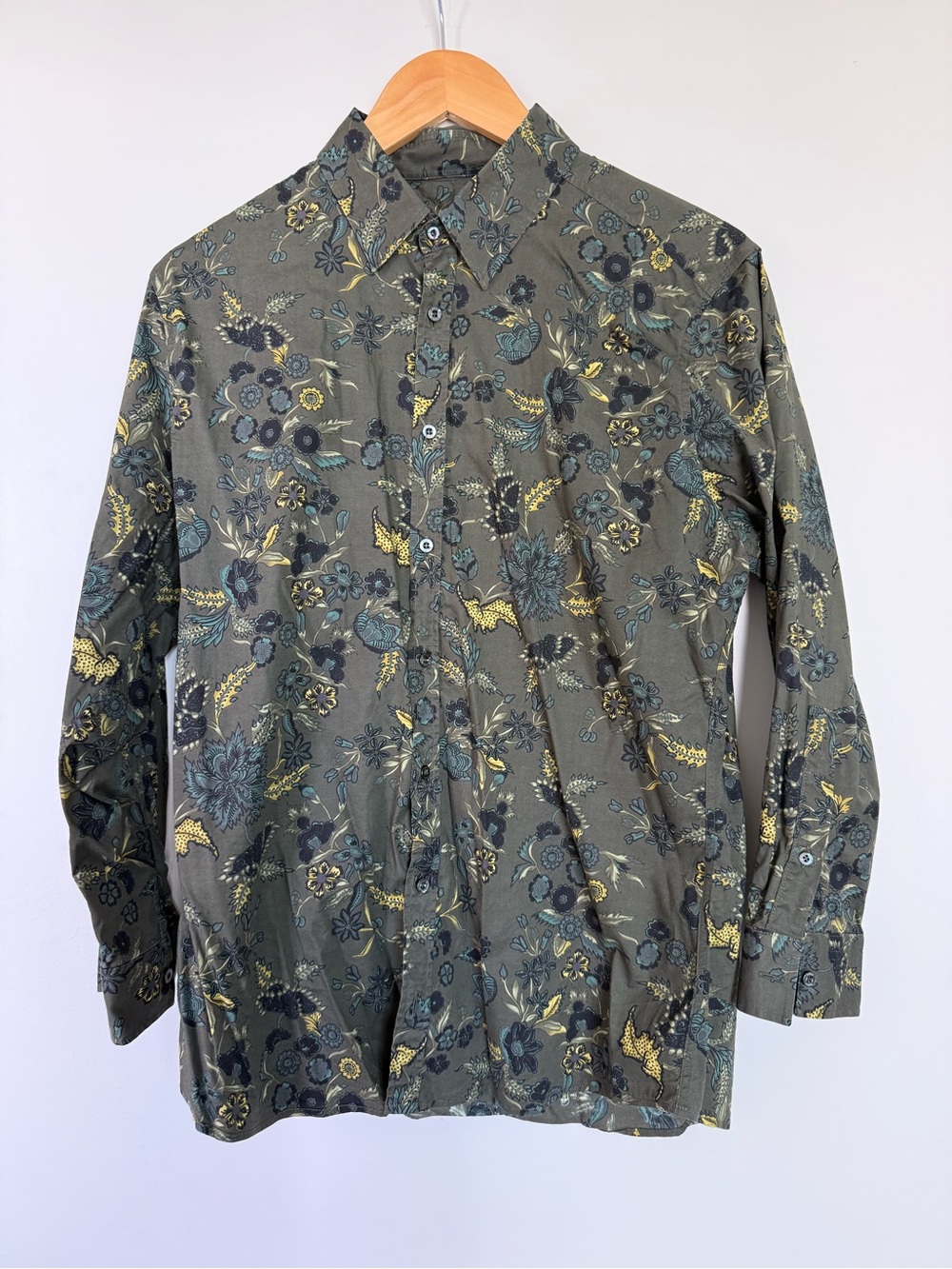 Gucci Olive Green Floral Button-Down Shirt
